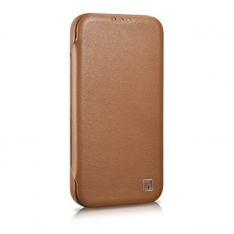 iCarer CE Premium Leather Folio Case iPhone 14 Plus Magnetic Flip Leather Folio Case MagSafe Brown (WMI14220715-BN)