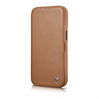 iCarer CE Premium Leather Folio Case iPhone 14 Plus Magnetic Flip Leather Folio Case MagSafe Brown (WMI14220715-BN)