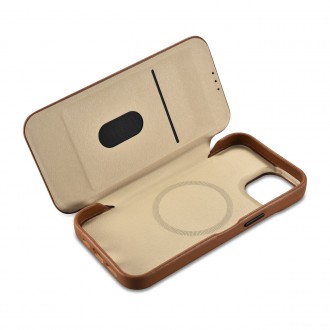 iCarer CE Premium Leather Folio Case iPhone 14 Plus Magnetic Flip Leather Folio Case MagSafe Brown (WMI14220715-BN)