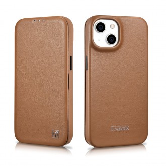 iCarer CE Premium Leather Folio Case iPhone 14 Plus Magnetic Flip Leather Folio Case MagSafe Brown (WMI14220715-BN)