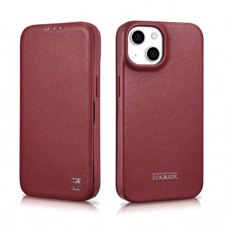 iCarer CE Premium Leather Folio Case iPhone 14 Plus Magnetic Flip Leather Folio Case MagSafe Red (WMI14220715-RD)