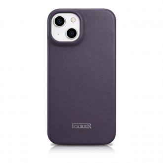 iCarer CE Premium Leather Folio Case iPhone 14 Plus Magnetic Flip Leather Folio Case MagSafe Dark Purple (WMI14220715-DP)