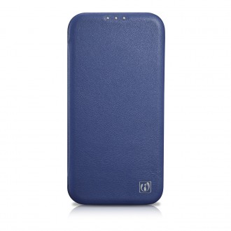 iCarer CE Premium Leather Folio Case iPhone 14 Plus Magnetic Flip Leather Folio Case MagSafe Blue (WMI14220715-BU)