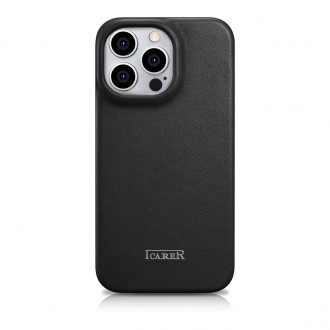 iCarer CE Premium Leather Folio Case Leather Case iPhone 14 Pro Max Magnetic Flip MagSafe Black (WMI14220716-BK)