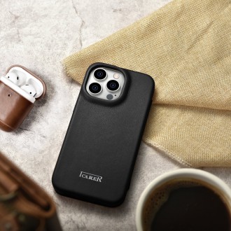 iCarer CE Premium Leather Folio Case Leather Case iPhone 14 Pro Max Magnetic Flip MagSafe Black (WMI14220716-BK)