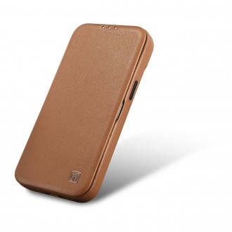 iCarer CE Premium Leather Folio Case iPhone 14 Pro Max Magnetic Flip Leather Folio Case MagSafe Brown (WMI14220716-BN)