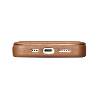 iCarer CE Premium Leather Folio Case iPhone 14 Pro Max Magnetic Flip Leather Folio Case MagSafe Brown (WMI14220716-BN)