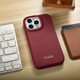 iCarer CE Premium Leather Folio Case iPhone 14 Pro Max Magnetic Flip Cover MagSafe Red (WMI14220716-RD)