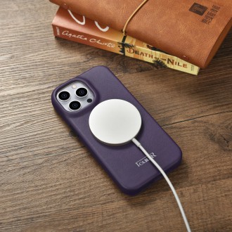 iCarer CE Premium Leather Folio Case iPhone 14 Pro Max Magnetic Flip Leather Folio Case MagSafe Dark Purple (WMI14220716-DP)