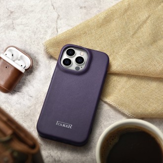 iCarer CE Premium Leather Folio Case iPhone 14 Pro Max Magnetic Flip Leather Folio Case MagSafe Dark Purple (WMI14220716-DP)
