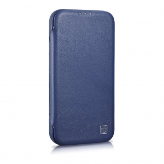 iCarer CE Premium Leather Folio Case iPhone 14 Pro Max Magnetic Flip Leather Folio Case MagSafe Blue (WMI14220716-BU)