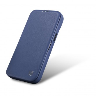 iCarer CE Premium Leather Folio Case iPhone 14 Pro Max Magnetic Flip Leather Folio Case MagSafe Blue (WMI14220716-BU)