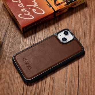 Pouzdro iCarer Leather Oil Wax potažené přírodní kůží pro iPhone 14 hnědé (WMI14220717-BN)