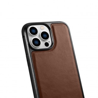 Originální kožené pouzdro iCarer Leather Oil Wax pro iPhone 14 Pro (kompatibilní s MagSafe) Hnědé (WMI14220718-BN)