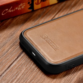Pouzdro iCarer Leather Oil Wax potažené přírodní kůží pro iPhone 14 Pro hnědé (WMI14220718-TN)