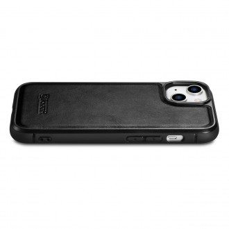 Pouzdro iCarer Leather Oil Wax potažené přírodní kůží pro iPhone 14 Plus černé (WMI14220719-BK)