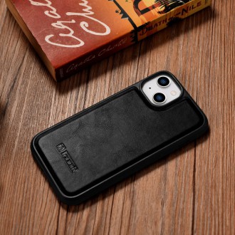 Pouzdro iCarer Leather Oil Wax potažené přírodní kůží pro iPhone 14 Plus černé (WMI14220719-BK)