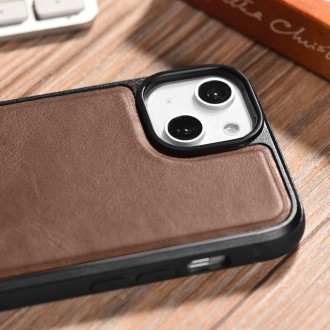 Originální kožené pouzdro iCarer Leather Oil Wax pro iPhone 14 Plus (kompatibilní s MagSafe) Hnědé (WMI14220719-BN)