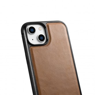 Pouzdro iCarer Leather Oil Wax potažené přírodní kůží pro iPhone 14 Plus hnědé (WMI14220719-TN)