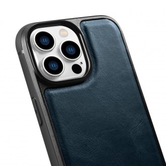 Kožené pouzdro iCarer Leather Oil Wax pro iPhone 14 Pro Max modré (WMI14220720-BU)
