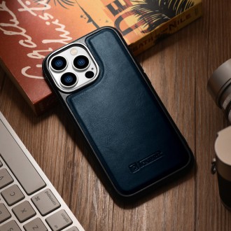 Kožené pouzdro iCarer Leather Oil Wax pro iPhone 14 Pro Max modré (WMI14220720-BU)