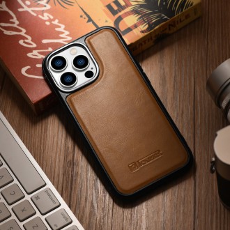Kožený kryt iCarer Leather Oil Wax pro iPhone 14 Pro Max hnědý (WMI14220720-TN)