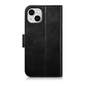 iCarer Oil Wax Wallet Case 2in1 Case iPhone 14 Leather Flip Cover Anti-RFID black (WMI14220721-BK)