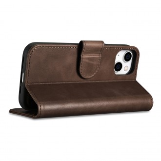 iCarer Oil Wax Wallet Case 2in1 Case iPhone 14 Leather Flip Cover Anti-RFID Brown (WMI14220721-BN)