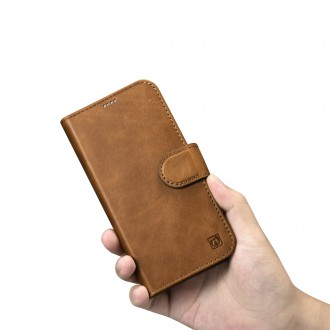 iCarer Oil Wax Wallet Case 2in1 Case iPhone 14 Leather Flip Cover Anti-RFID brown (WMI14220721-TN)