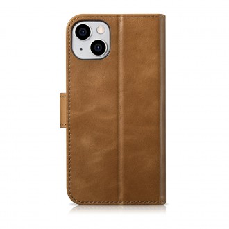 iCarer Oil Wax Wallet Case 2in1 Case iPhone 14 Leather Flip Cover Anti-RFID brown (WMI14220721-TN)