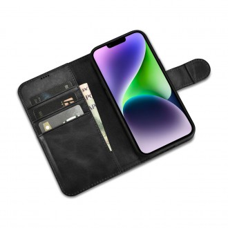 iCarer Oil Wax Wallet Case 2in1 Cover iPhone 14 Plus Anti-RFID Leather Flip Case Black (WMI14220723-BK)