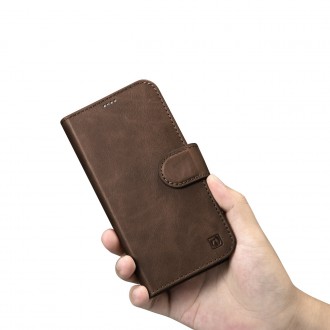 iCarer Oil Wax Wallet Case 2in1 Cover iPhone 14 Plus Anti-RFID Leather Flip Case Brown (WMI14220723-BN)