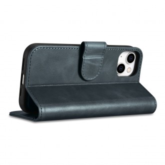 iCarer Oil Wax Wallet Case 2in1 Cover iPhone 14 Plus Anti-RFID Leather Flip Case Blue (WMI14220723-BU)