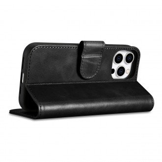 iCarer Oil Wax Wallet Case 2in1 Cover iPhone 14 Pro Max Leather Flip Cover Anti-RFID black (WMI14220724-BK)