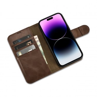 iCarer Oil Wax Wallet Case 2in1 Cover iPhone 14 Pro Max Leather Flip Cover Anti-RFID brown (WMI14220724-BN)