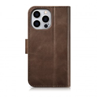 iCarer Oil Wax Wallet Case 2in1 Cover iPhone 14 Pro Max Leather Flip Cover Anti-RFID brown (WMI14220724-BN)