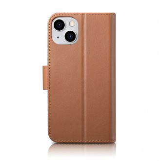 iCarer Wallet Case 2in1 case iPhone 14 leather cover with flap Anti-RFID brown (WMI14220725-BN)