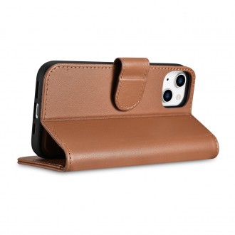 iCarer Wallet Case 2in1 case iPhone 14 leather cover with flap Anti-RFID brown (WMI14220725-BN)