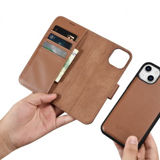 iCarer Wallet Case 2in1 case iPhone 14 leather cover with flap Anti-RFID brown (WMI14220725-BN)