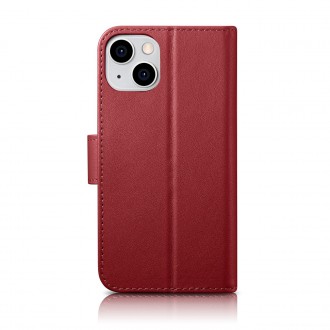 iCarer Wallet Case 2in1 iPhone 14 Leather Flip Case Anti-RFID Red (WMI14220725-RD)