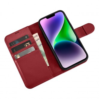 iCarer Wallet Case 2in1 iPhone 14 Leather Flip Case Anti-RFID Red (WMI14220725-RD)