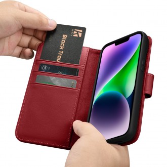 iCarer Wallet Case 2in1 iPhone 14 Leather Flip Case Anti-RFID Red (WMI14220725-RD)