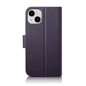 iCarer Wallet Case 2in1 Case iPhone 14 Leather Flip Cover Anti-RFID Dark Purple (WMI14220725-DP)