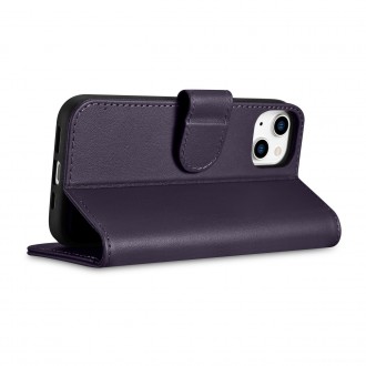 iCarer Wallet Case 2in1 Case iPhone 14 Leather Flip Cover Anti-RFID Dark Purple (WMI14220725-DP)