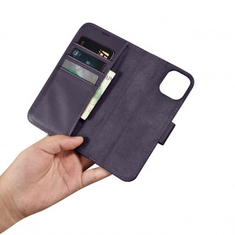 iCarer Wallet Case 2in1 Case iPhone 14 Leather Flip Cover Anti-RFID Dark Purple (WMI14220725-DP)