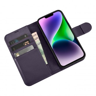 iCarer Wallet Case 2in1 Case iPhone 14 Leather Flip Cover Anti-RFID Dark Purple (WMI14220725-DP)