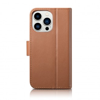 iCarer Wallet Case 2in1 iPhone 14 Pro Leather Flip Case Anti-RFID brown (WMI14220726-BN)