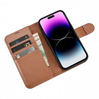 iCarer Wallet Case 2in1 iPhone 14 Pro Leather Flip Case Anti-RFID brown (WMI14220726-BN)