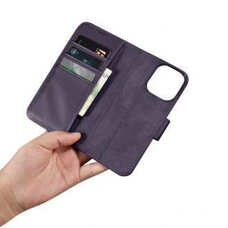 iCarer Wallet Case 2in1 Cover iPhone 14 Pro Anti-RFID Leather Flip Case Dark Purple (WMI14220726-DP)