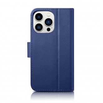 iCarer Wallet Case 2in1 Cover iPhone 14 Pro Leather Flip Case Anti-RFID blue (WMI14220726-BU)